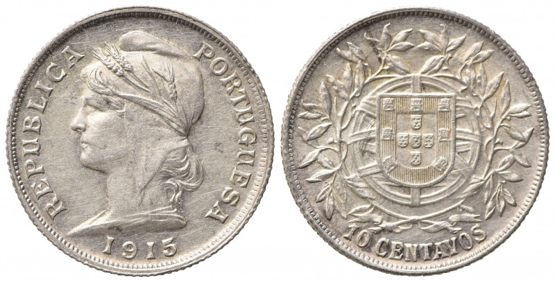 PORTOGALLO. 10 Centavos 1915. Ag. KM#563. qFDC