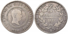 SPAGNA. De Vellon Coinage. Ferdinando VII (1808-1833). 10 Reales 1821 SR. Ag. KM#560.2. MB+