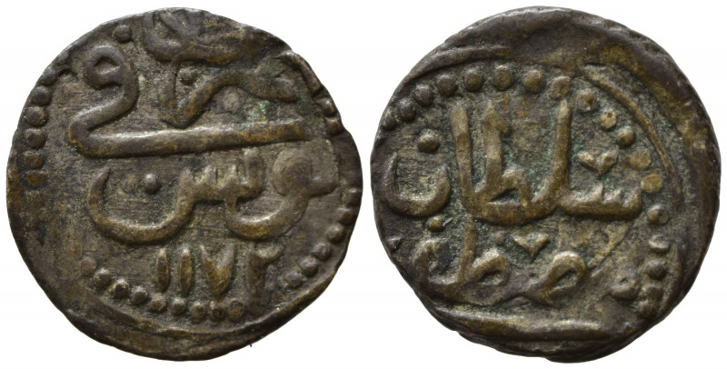 TUNISIA. Mustafa III. AH 1171- 1187 (1757-1775). Kharub 1171 Mi (1,01 g). KM#53....