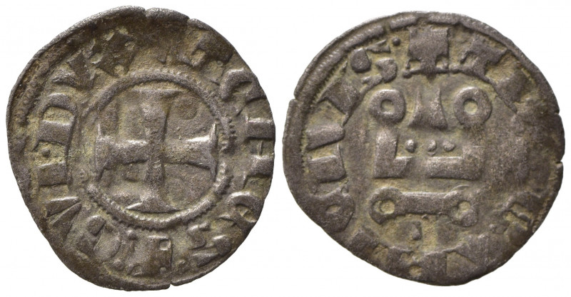 Oriente Latino. Tebe. Guglielmo I de la Roche. 1280-1287. Denaro tornese. Mi (0,...