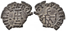 BENEVENTO. Sicardo (832-839). Denaro Ag (0,75 g). MEC1 n.1112. Manca parte del tondello. MB