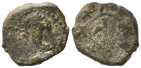 CAPUA. Ruggero II (1130-1154). Follaro Cu (1,78 g). Busto frontale nimbato - Croce patente. MIR 397. MB