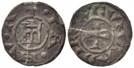 GENOVA. Repubblica (1139-1339). Denaro Ag (0,64 g). D/ Castello. R/ Croce. Biaggi 835. Tondello fratturato. MB