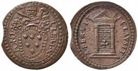 GUBBIO. Stato Pontificio. Clemente X (1670-1676). Quattrino del giubileo con Porta Santa chiusa. Cu (3,43 g). MIR 1984/1; Muntoni 76. SPL+
