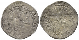 NAPOLI. Carlo V d'Asburgo (1516-1556). Carlino Ag (2,95 g). Magliocca 60. MB+