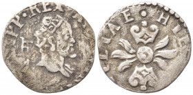 NAPOLI. Filippo II (1554-1598). Mezzo Carlino sigle IAF/CI. Ag (1,07 g). Magliocca 88. MB