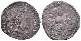 NAPOLI. Filippo II (1554-1598). Mezzo Carlino sigle IAF/CI. Ag (1,35 g). Magliocca 88. Tracce di ribattitura. BB+
