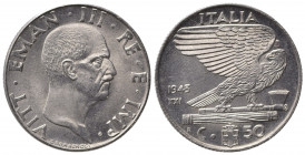 Vittorio Emanuele III (1900-1943). 50 centesimi 1943 "Impero". Gig. 188 R. qFDC