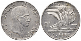 Vittorio Emanuele III (1900-1943). 50 centesimi 1943 "Impero". Gig. 188 R. qSPL