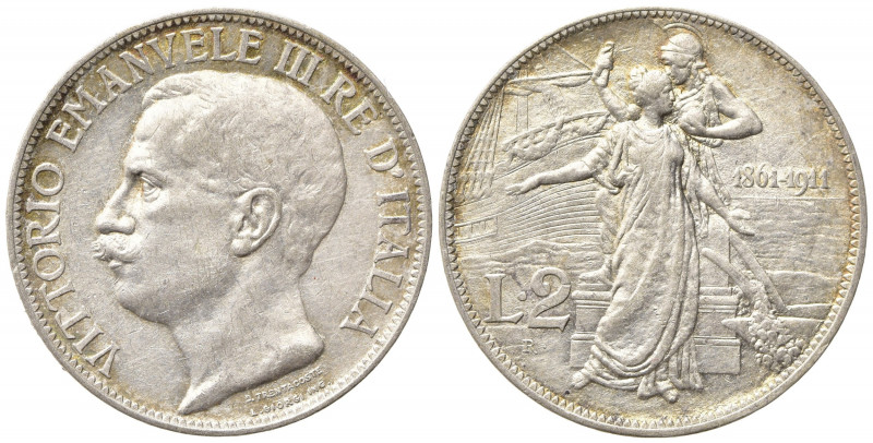Vittorio Emanuele III (1900-1943). 2 lire 1911 "Cinquantenario". Gig. 100. SPL