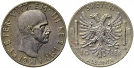 Vittorio Emanuele III (1900-1943). ALBANIA. 10 lek 1939 XVII. Ag. Gig.1 SPL/SPL+