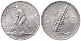 REPUBBLICA ITALIANA. 2 lire 1949 "Spiga". Gig. 327. qFDC/FDC