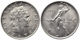 REPUBBLICA ITALIANA. 50 lire 1954 "Vulcano". Gig. 143. FDC
