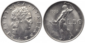 REPUBBLICA ITALIANA. 50 lire 1955 "Vulcano". Gig. 144. qFDC