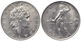 REPUBBLICA ITALIANA. 50 lire 1956 "Vulcano". Gig. 145. SPL