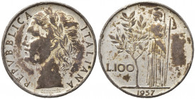 REPUBBLICA ITALIANA. 100 Lire 1957 "Minerva" FALSO D'EPOCA (9,31 g). BB