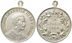 SAVOIA. Vittorio Emanuele III. Medaglia commemorativa morte di Umberto I - 29 luglio 1900. AE argentato (8,30 g - 28,5 mm). qFDC