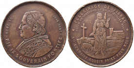 FRANCIA. Pio IX (1846-1878). Medaglia Pellegrinaggio di Pibrac 1867. AE (46,4 g - 50,6 mm). BB