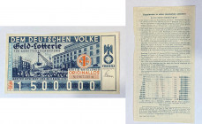 GERMANIA. Terzo Reich. Biglietto della lotteria 22-23 dicembre 1934. 1.500.000 ReichsMark. SPL+