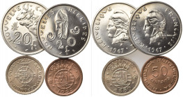 ESTERE. Lotto di 4 monete (Nuova Caledonia, Nuove Ebridi, Guinea). FDC