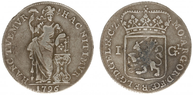 Bataafse Republiek (1795-1806) - Gelderland - 1 Gulden 1796 OVER 1795 (Sch. 90a ...