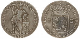 Bataafse Republiek (1795-1806) - Gelderland - 1 Gulden 1796 OVER 1795 (Sch. 90a / Delm. 1178/RR) - F/VF / mintage: 42.200 ex. / very rare