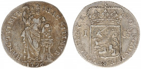 Bataafse Republiek (1795-1806) - Gelderland - 1 Gulden 1796 OVER 1795 (Sch. 90a / Delm. 1178/RR) - VF+ / oplage: 42.200 ex. / very rare