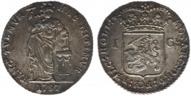 Bataafse Republiek (1795-1806) - Holland - 1 Gulden 1797 (Sch. 92a / RR) met HOLL:* struck over WESTF. + round altar with garland - mint luster - UNC ...