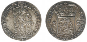 Bataafse Republiek (1795-1806) - Holland - 3 Gulden 1796 (Sch. 80b / Delm. 1146 /R1) - small defect in planchet below date - nice specimen with patina...