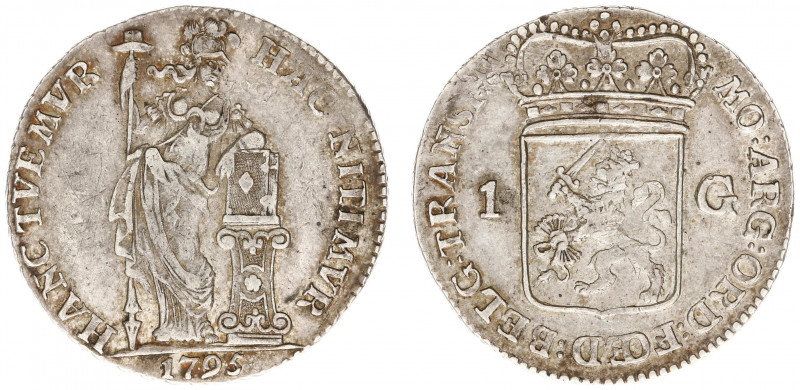 Bataafse Republiek (1795-1806) - Overijssel - 1 Gulden 1795 mmt. Adelaar (Sch. 9...