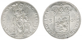 Bataafse Republiek (1795-1806) - Utrecht - 3 Gulden 1795 (Sch. 87a / Delm. 1150) - Dutch virgin with hand on bible - mint luster - UNC / nice specimen