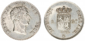 Koninkrijk Holland (Lodewijk Napoleon 1806-1810) - 1 Gulden 1809 Lodewijk Napoleon mmt. Bij (Sch. 154/ R) met randschrift 'DE NAAM DES HEEREN ZY GELOO...