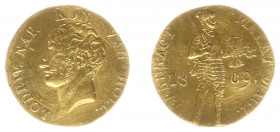 Koninkrijk Holland (Lodewijk Napoleon 1806-1810) - Gouden Dukaat 1809 - 2nd type (Sch. 130 / Delm. 1179 /R) - 3.51 gram - Obv. Bust Lodewijk Napoleon ...