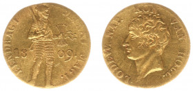 Koninkrijk Holland (Lodewijk Napoleon 1806-1810) - Gouden Dukaat 1809 - 2nd type (Sch. 130 / Delm. 1179 /R) - 3.43 gram - Obv. Bust Lodewijk Napoleon ...
