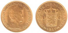 Netherlands - Gouden Tientjes 1875-1933 - 10 Gulden 1917 - Gold - XF/UNC