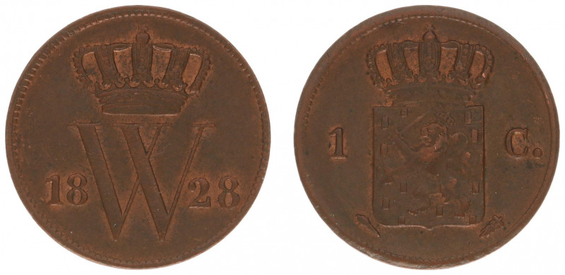 Koninkrijk NL Willem I (1815-1840) - 1 Cent 1828 U (Sch. 331) - XF, with substan...