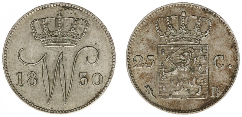 Koninkrijk NL Willem I (1815-1840) - 25 Cent 1830 B (Sch. 301) - a.XF