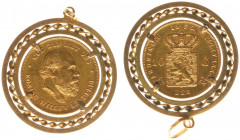 Netherlands - Gouden Vijfjes and Tientjes with extra's - 10 Gulden 1875 in pendant - Gold tot. 11,77 gram - VF/XF