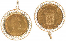 Netherlands - Gouden Vijfjes and Tientjes with extra's - 10 Gulden 1875 in pendant - Gold tot. 9,15 gram - XF