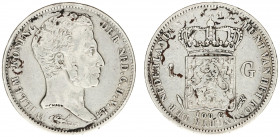 Koninkrijk NL Willem I (1815-1840) - 1 Gulden 1832/21 OVERDATE (Sch. 266a) - F/VF