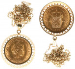 Netherlands - Gouden Vijfjes and Tientjes with extra's - 10 Gulden 1912 as necklace - Gold tot. 12,83 gram - XF