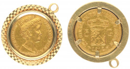 Netherlands - Restrikes - 5 Gulden 1912 restrike in pendeant - Gold tot. 5,2 gram - XF