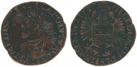 1540 - Jeton Brugge 'Peace in the Netherlands restored' (Dugn.1445, vOrden344) - Obv: Bust Charles V 
ft / Rev: Crowned double headed eag, shield on b...
