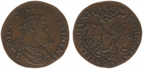 1547 - Jeton 'Difference of opinion Charles V with the Pope and Francois I' (Dugn.1697, vMierisIII.p184.1) - Obv: Bust Charles V right / Rev: Jupiter ...