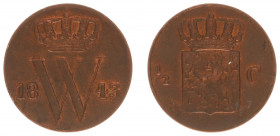 Koninkrijk NL Willem II (1840-1849) - ½ Cent 1843 (Sch. 539) - XF/UNC