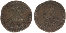 1554 - Jeton 'Rekenkamer of Lille' (Dugn.1985, cf. vMieris372.4, Tas56) - Obv: Laureate and draped bust Charles V right / Rev: Armored bust Philip II ...