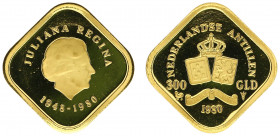 Netherlands Antilles - 300 Gulden 1980 - Gold - Prooflike