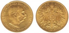 Austria - 10 Corona 1912 (KM2816, Her.392, Fr.513) - Gold restrike - edge nicks, UNC