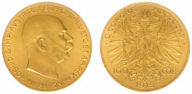 Austria - 100 Corona 1915 (KM2819, Fr.507R) - Gold restrike 33.84 gram .900 - UNC