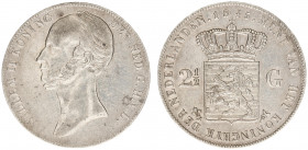 Koninkrijk NL Willem II (1840-1849) - 2½ Gulden 1845 mm. lelie en streepje (Sch. 510a) - VF+
